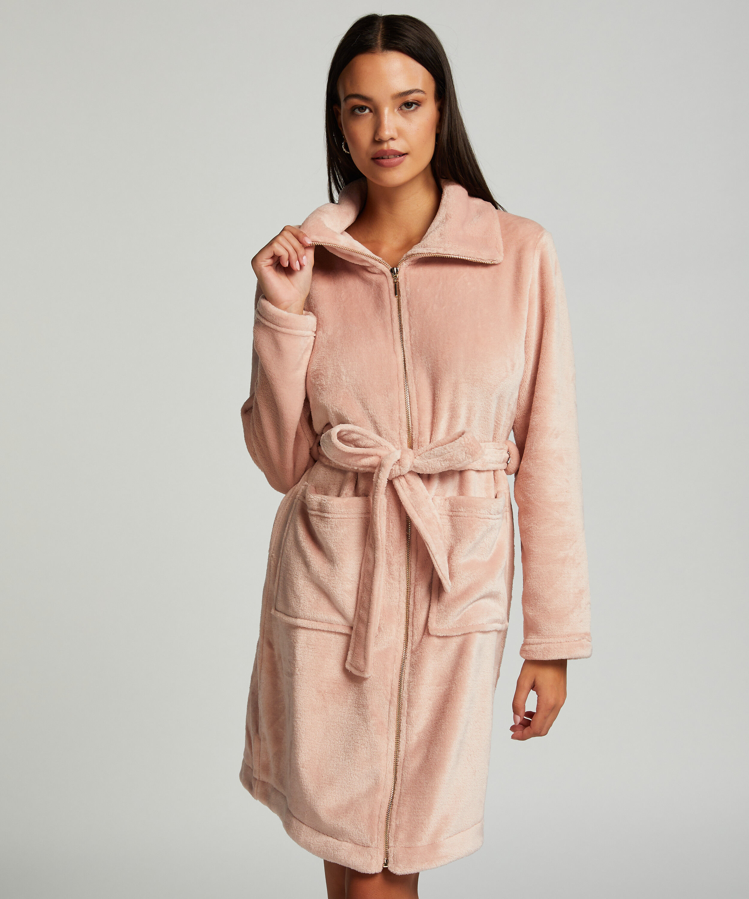 Albornoz Zip Fleece, Rosa