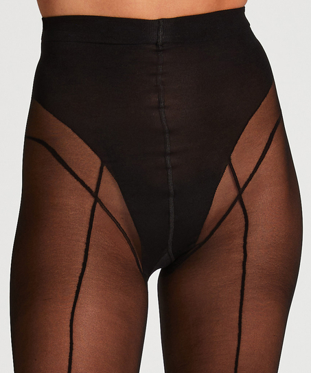 Pantys 50 Denier Fine Line Front Seam, Negro