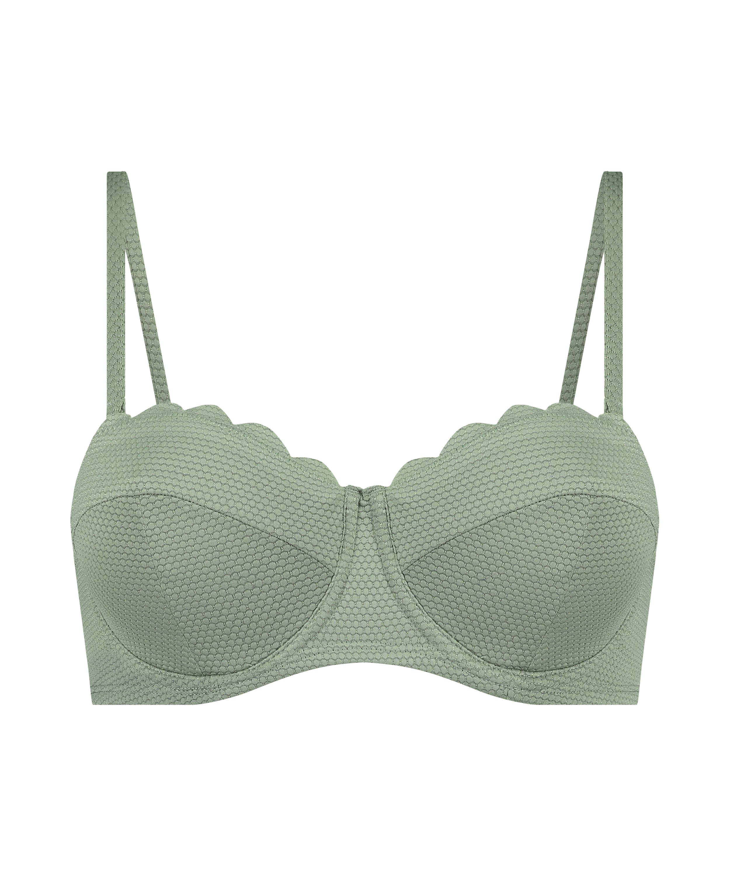 Top de bikini preformado con efecto realce Scallop Copa A - E, Verde, main