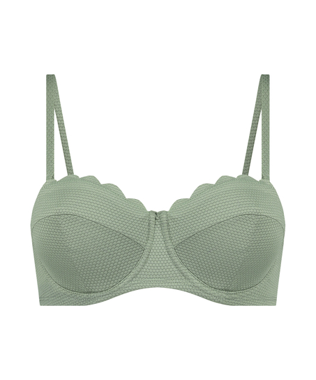 Top de bikini preformado con efecto realce Scallop Copa A - E, Verde