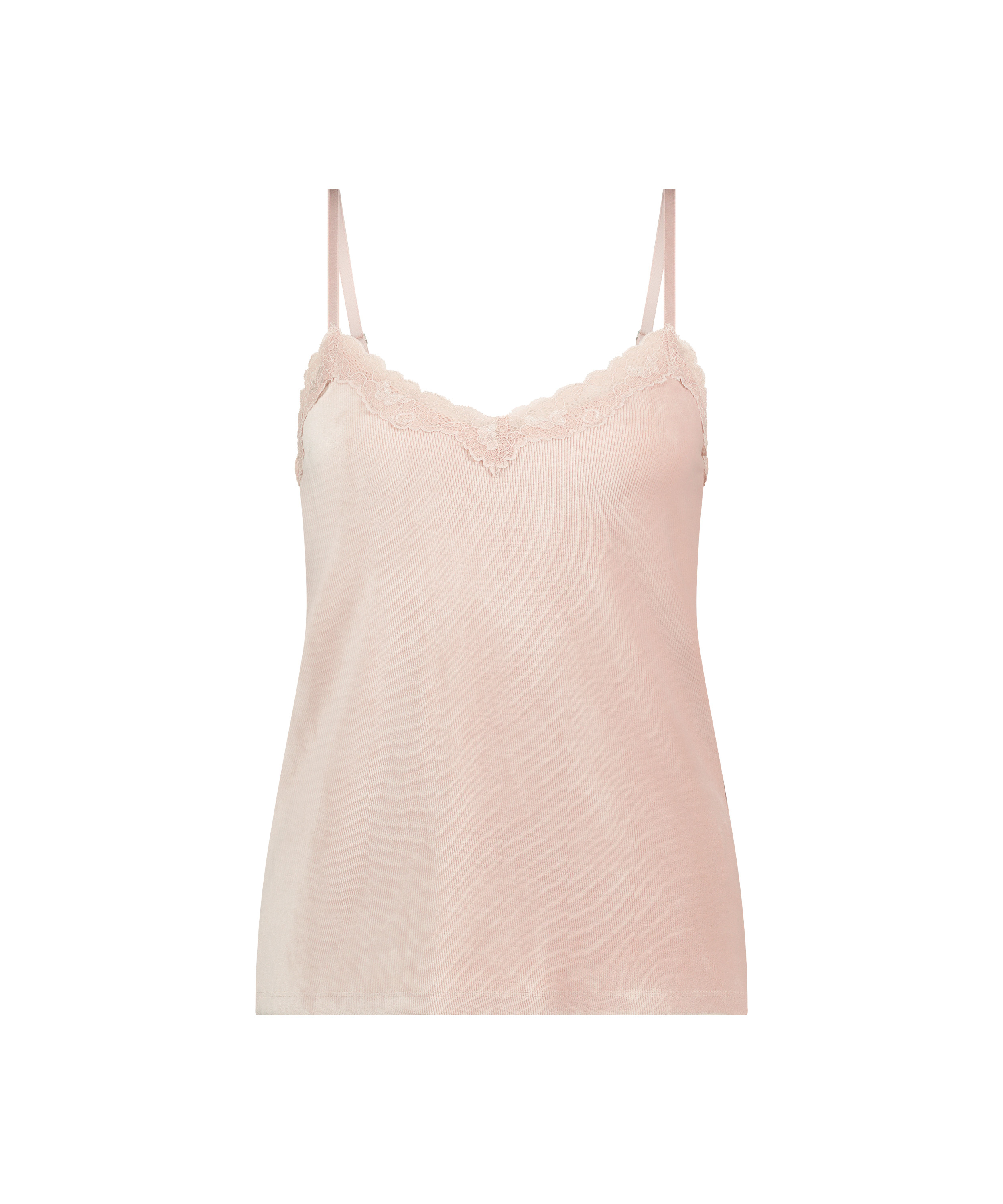 Camiseta top Rib Velours, Rosa, main