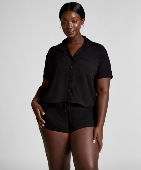 Short de punto Rib Essential, Negro