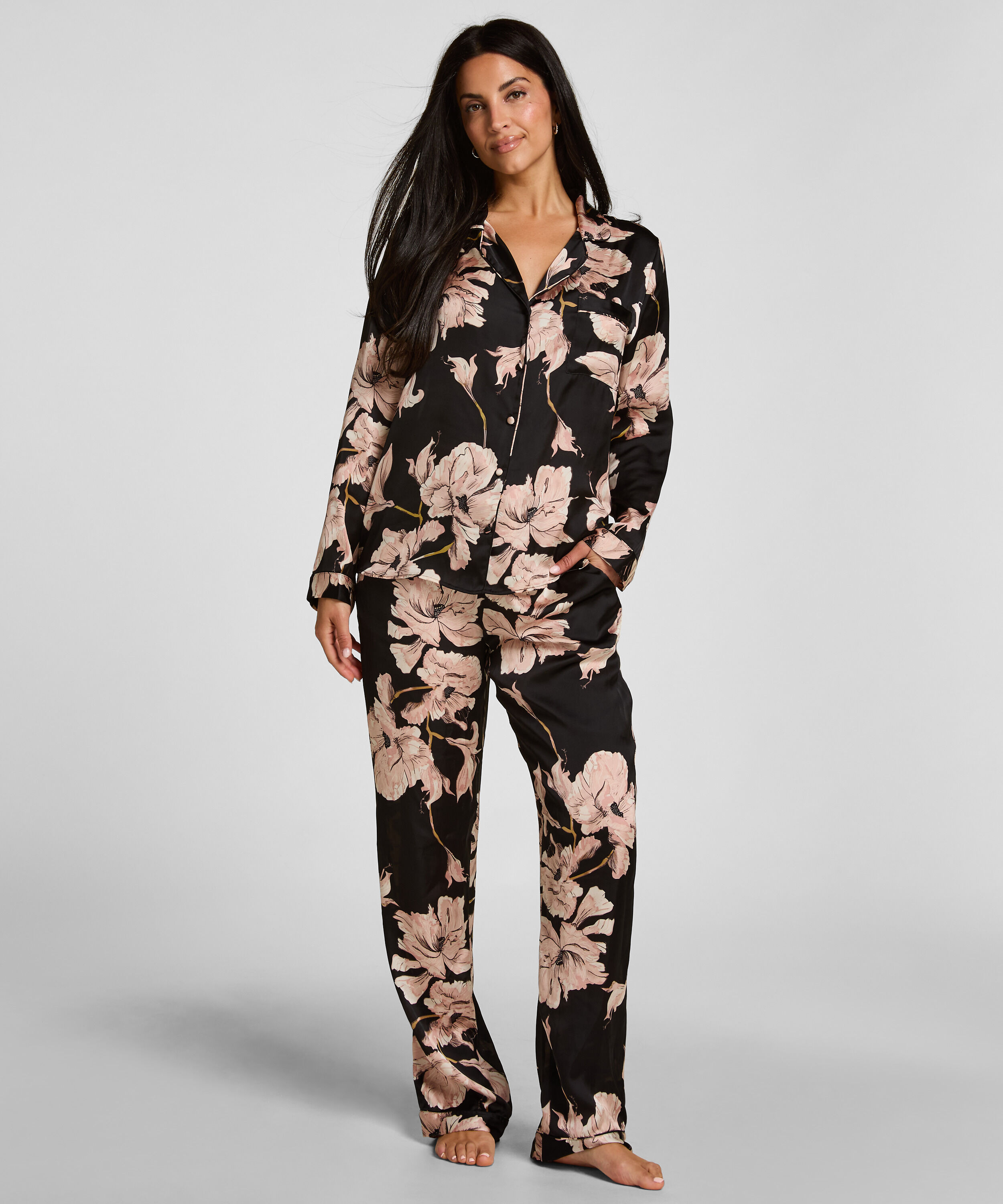 Pantalones de pijama Flower, Negro
