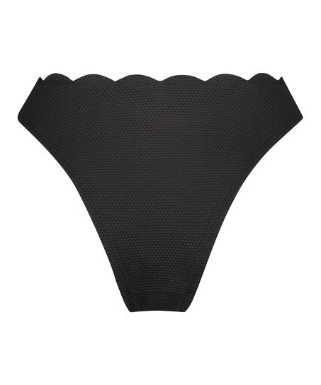 Braguita de Bikini de Corte Alto Scallop, Negro