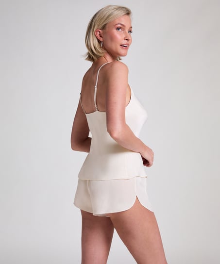 Short de sat&eacute;n Minimal, Blanco