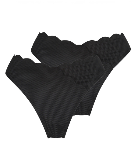 Pack de 2 braguitas de bikini Scallop, Negro