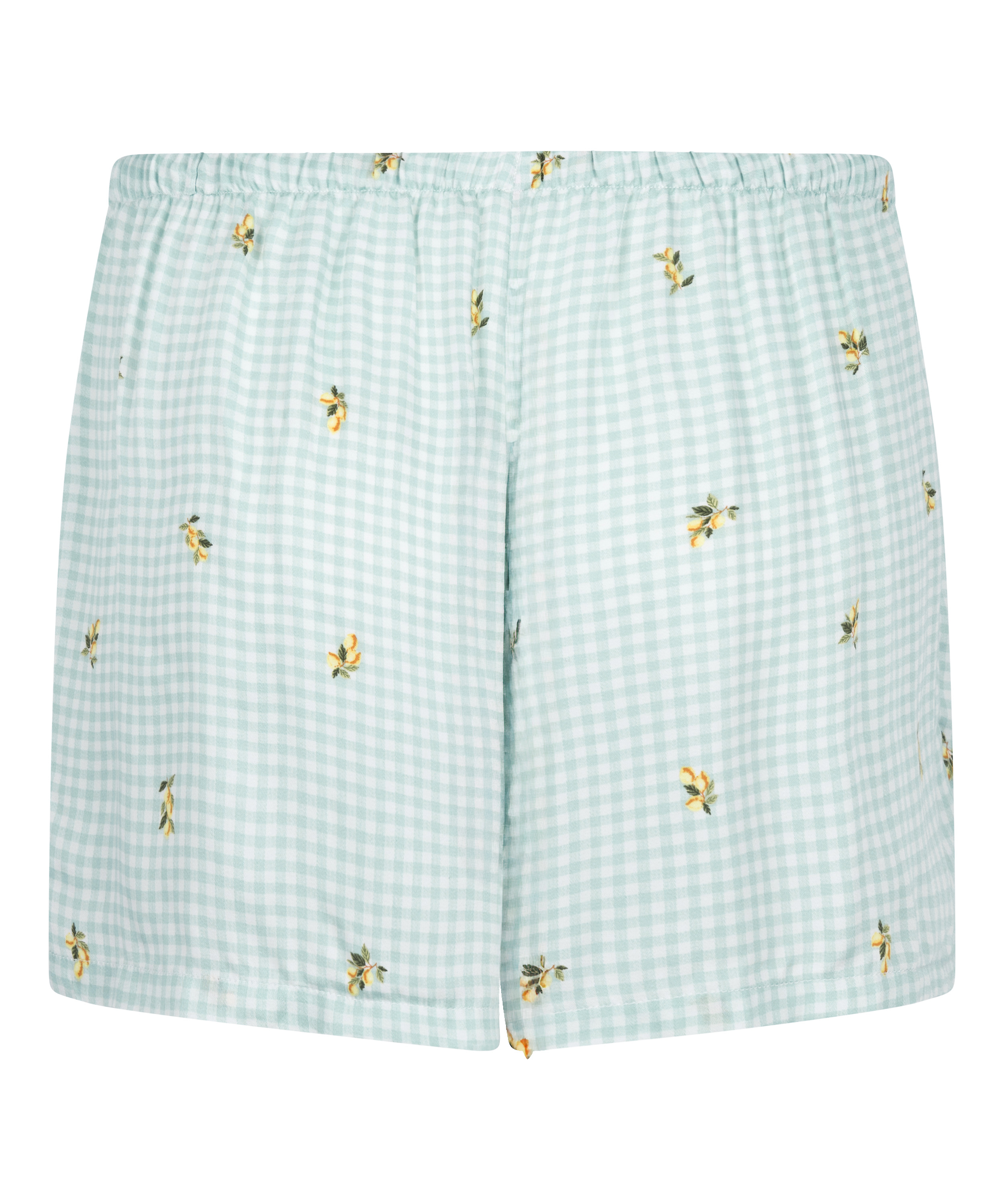 Shorts de viscosa con estampado de cuadros, Verde, main
