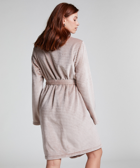 Albornoz corto de forro polar, Beige