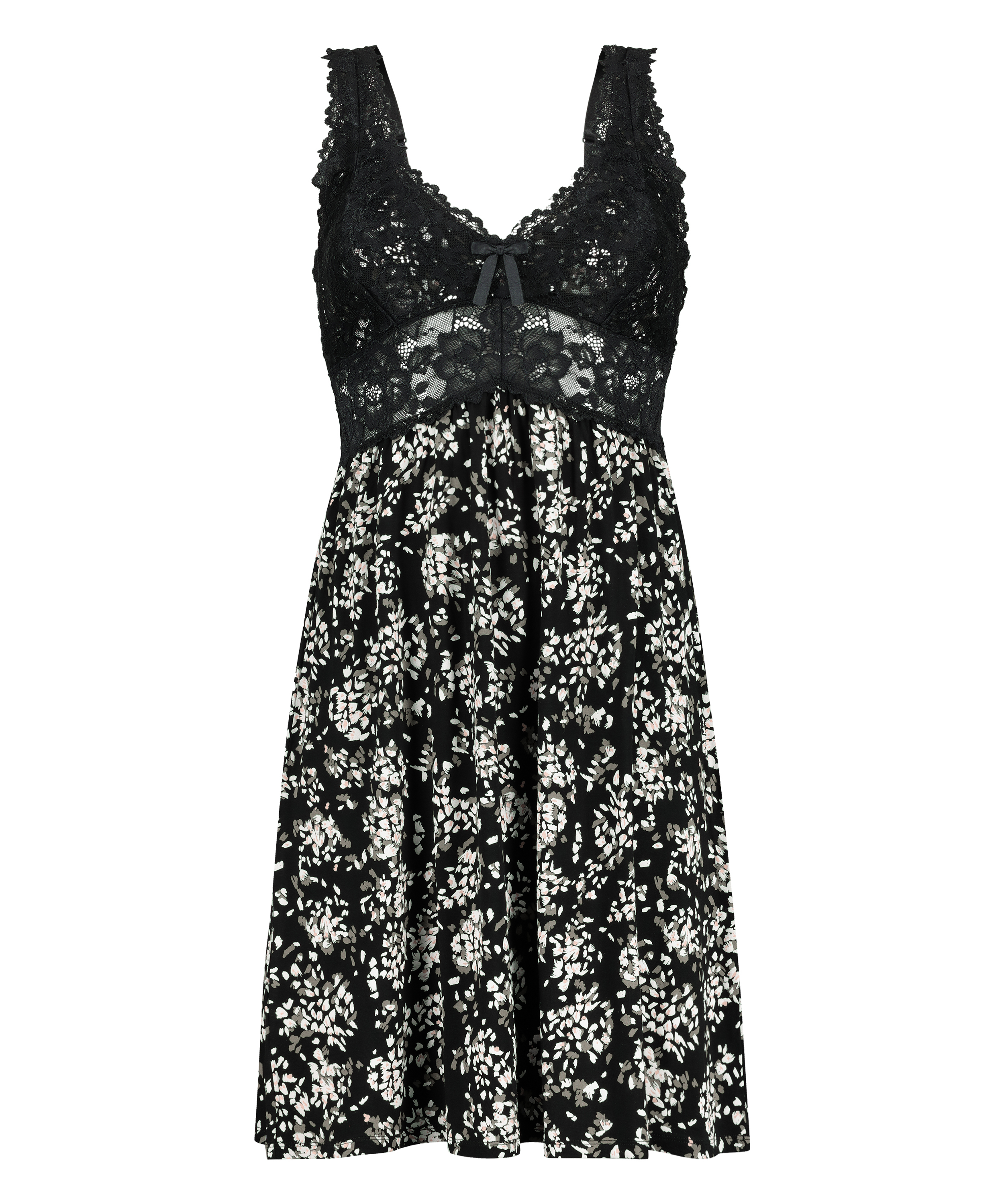 Vestido lencero Nora Lace, Negro, main