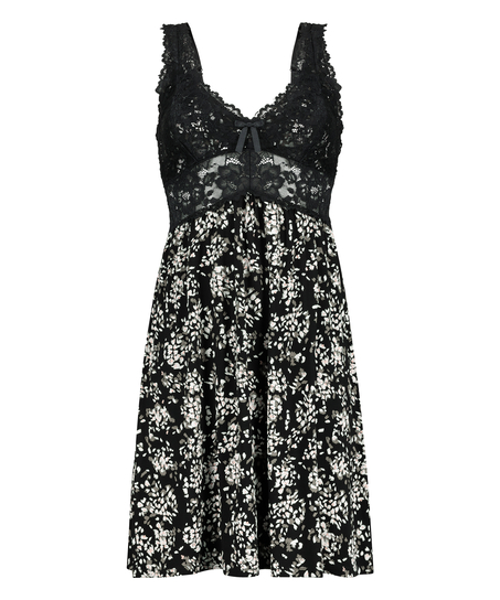 Vestido lencero Nora Lace, Negro
