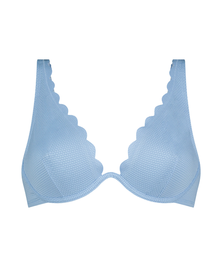Top de bikini de aros no preformado Scallop, Azul