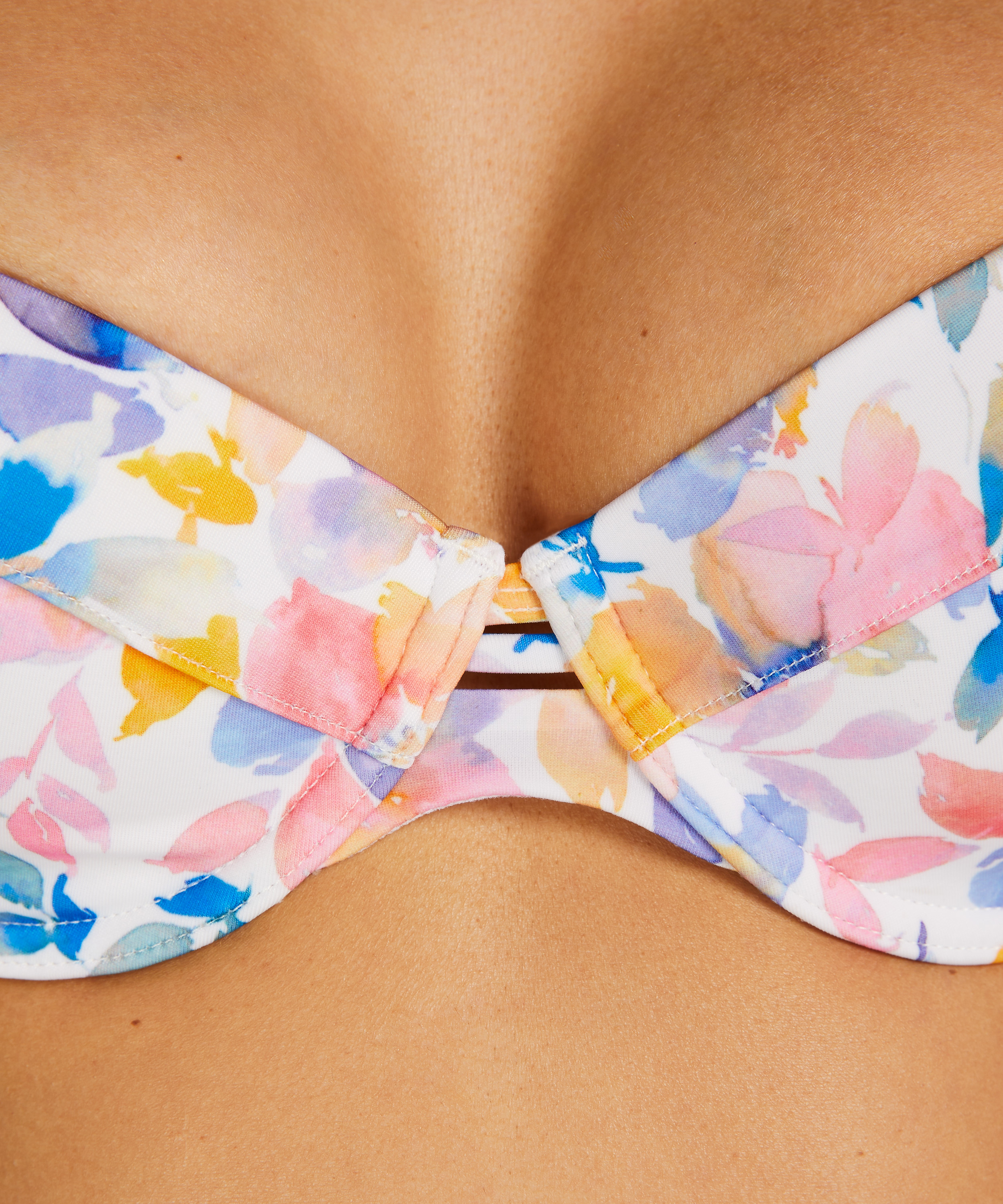 Top de bikini acolchado con aros Palma, Blanco, main