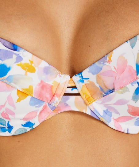 Top de bikini acolchado con aros Palma, Blanco