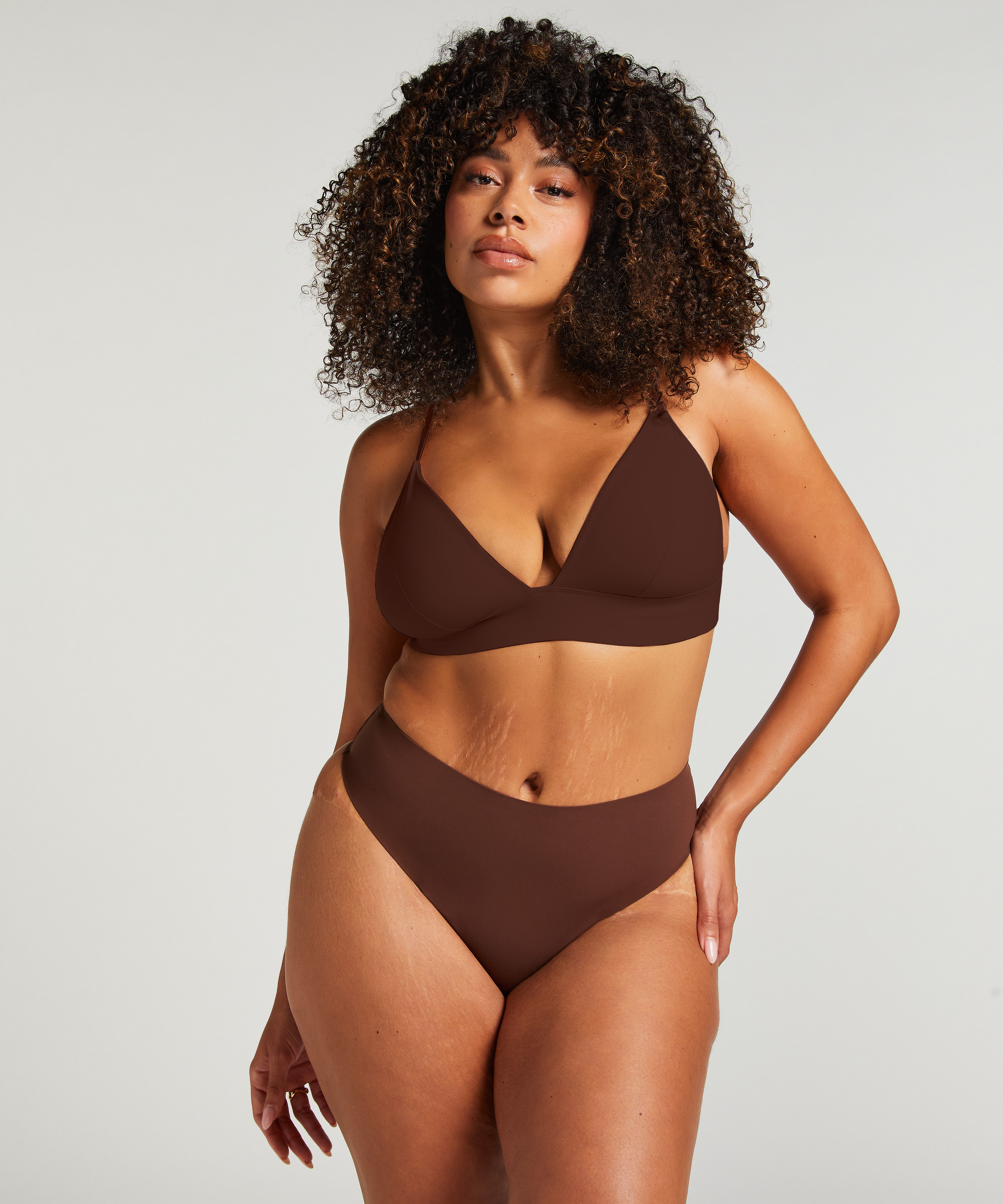 Triangular Bralette Smooth, Marrón, main