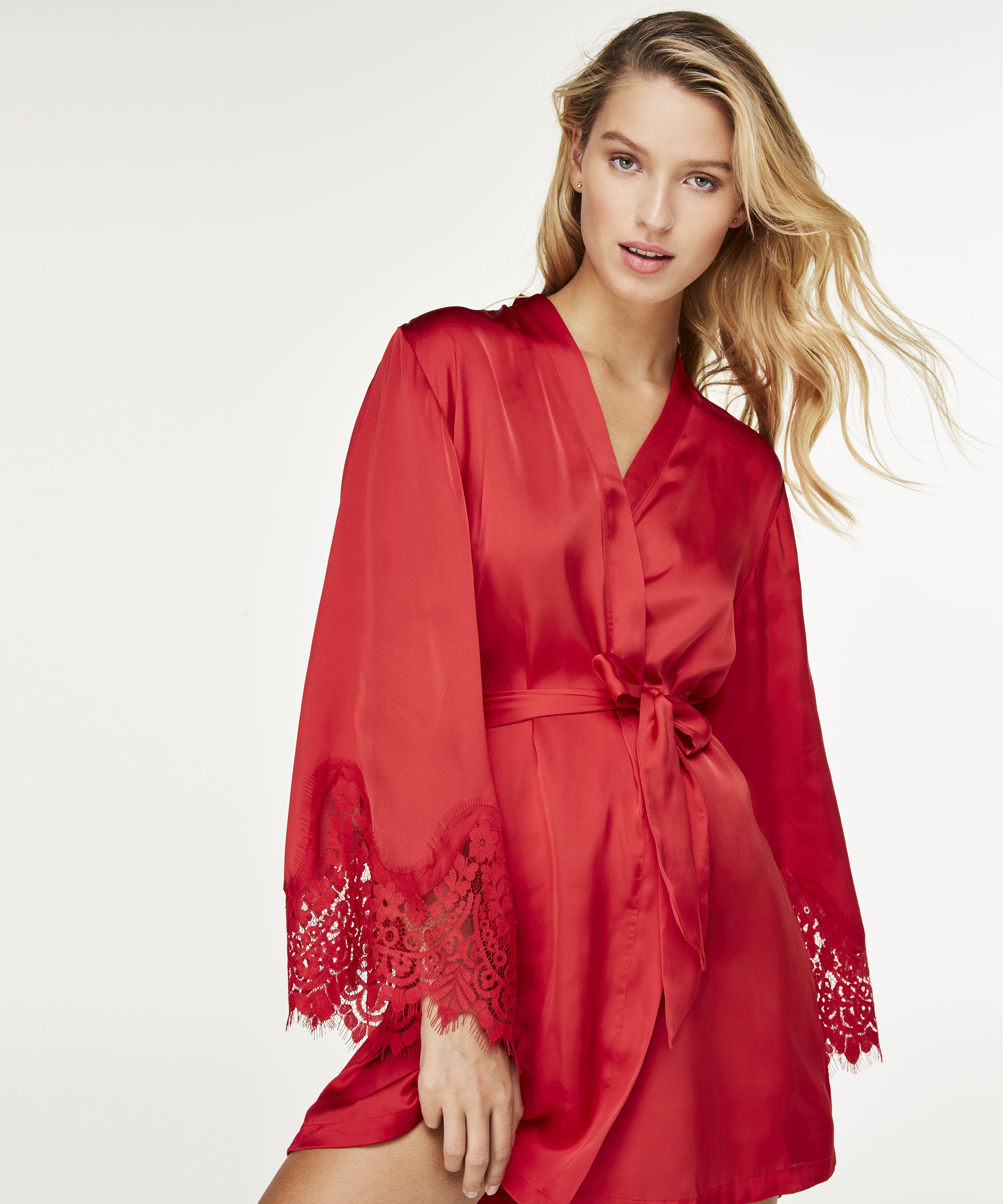 Kimono Lace Satin, Rojo, main