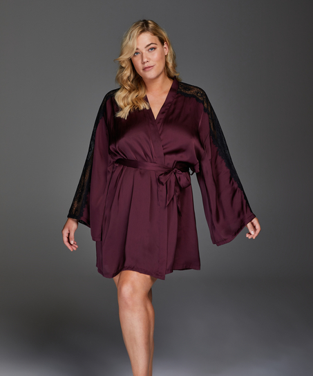 Kimono de sat&eacute;n Nadia, Rojo