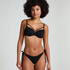 Top de bikini acolchado con aros Scallop, Negro