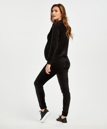Pantalón premamá para correr de terciopelo Shimmer, Negro