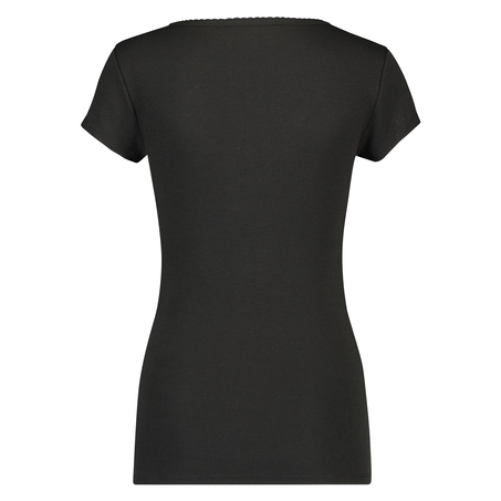 Top de pijama de manga corta., Negro