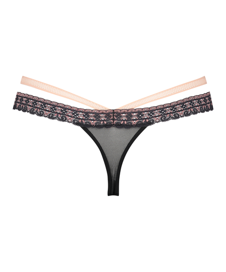 Tanga de corte ultrabajo Martha, Negro