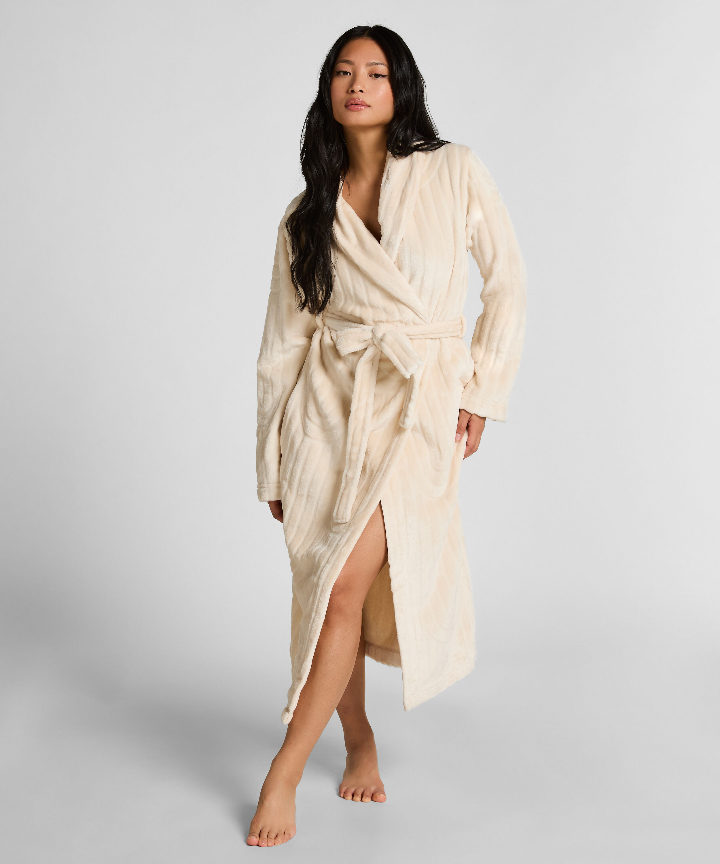 Albornoz largo de fleece, Blanco Albornoz largo de fleece, Blanco