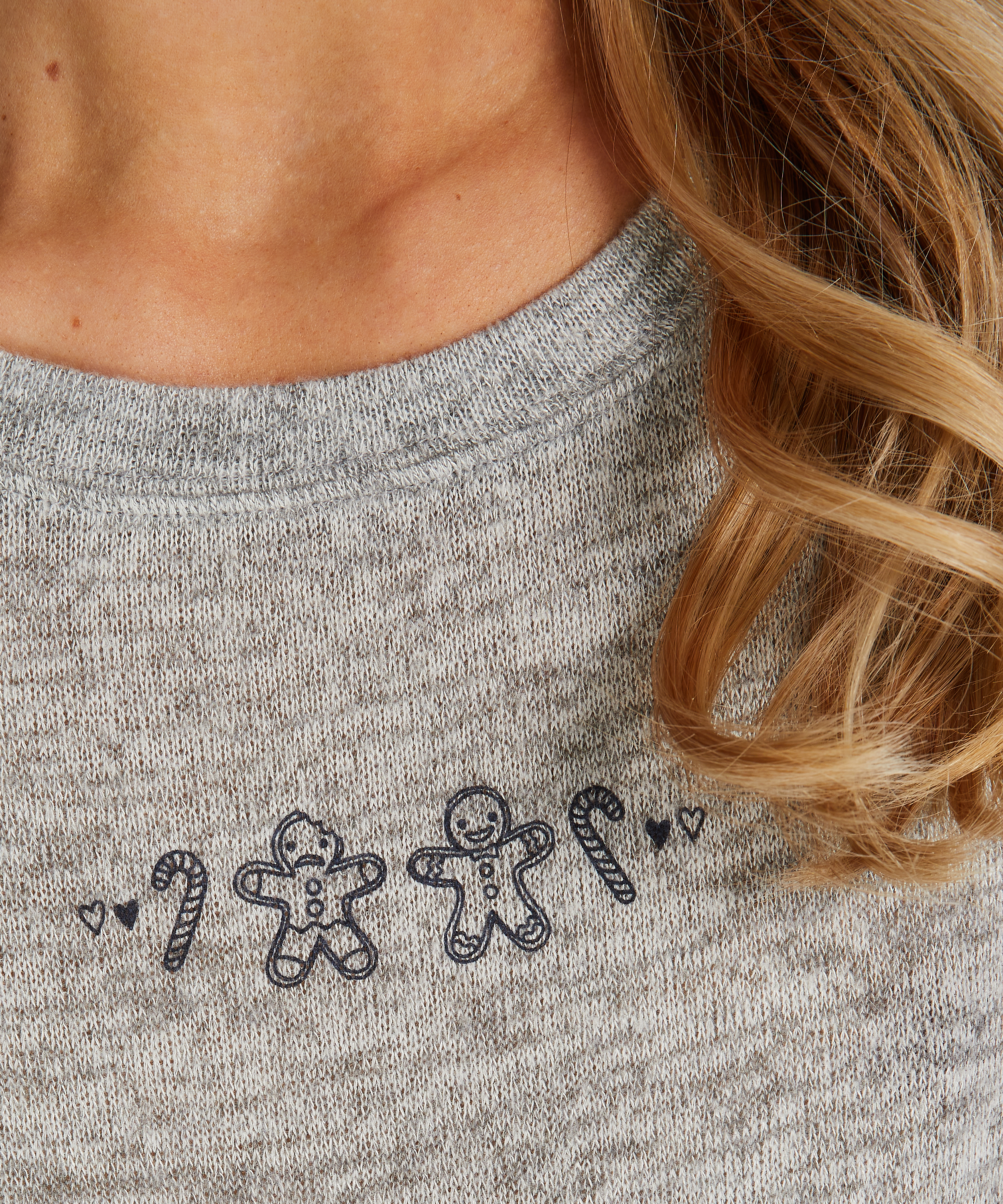 Conjunto de regalo de pijama largo jersey, Gris, main