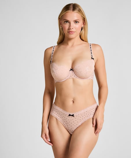 Brasileña Dot Flock con corte en V, Rosa