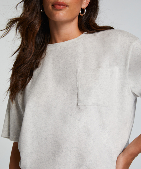 Top de terciopelo de manga corta, Gris