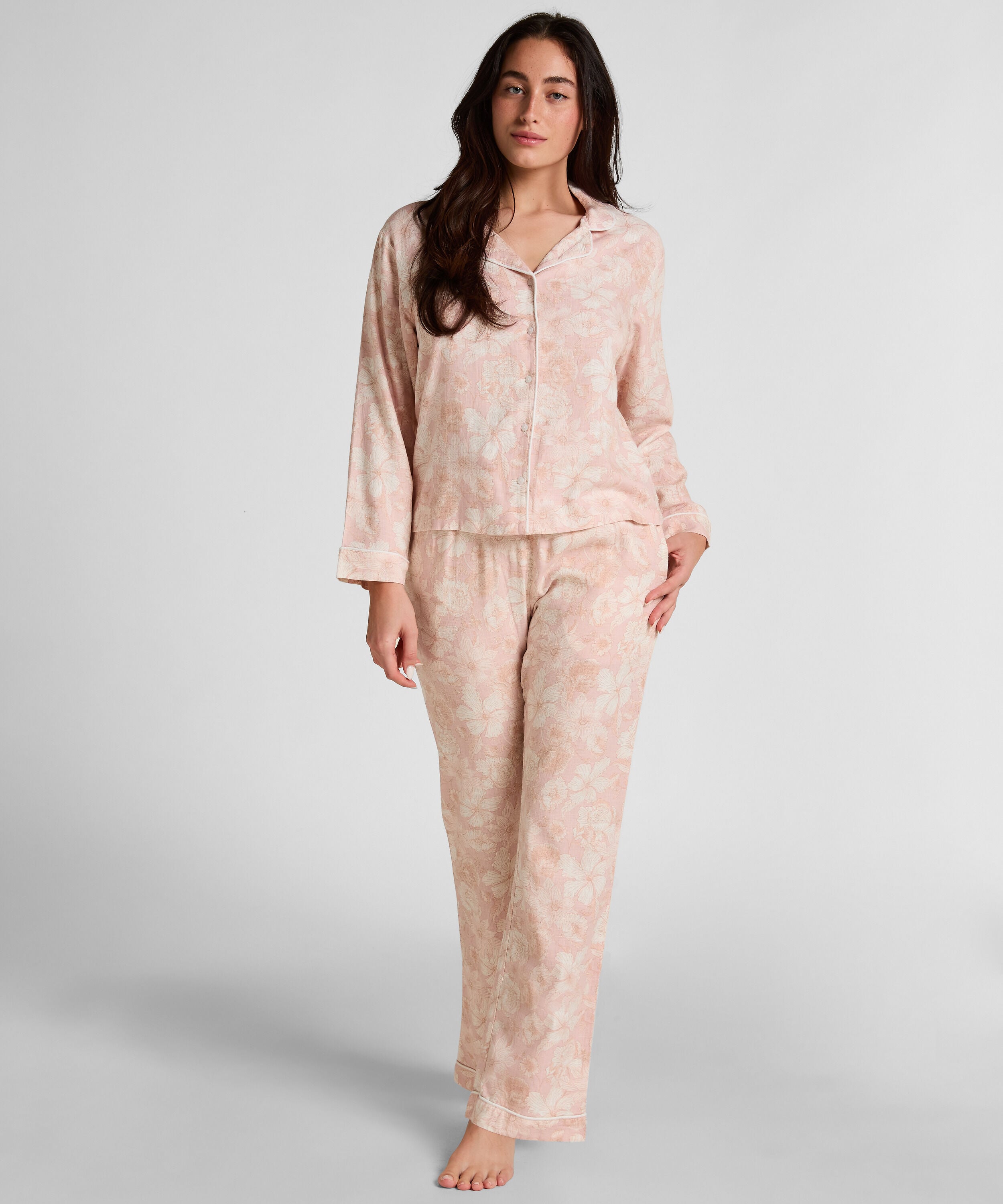 Chaqueta de Pijama de Lino con Flores