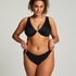 Braguita de Bikini de Corte Alto Scallop, Negro