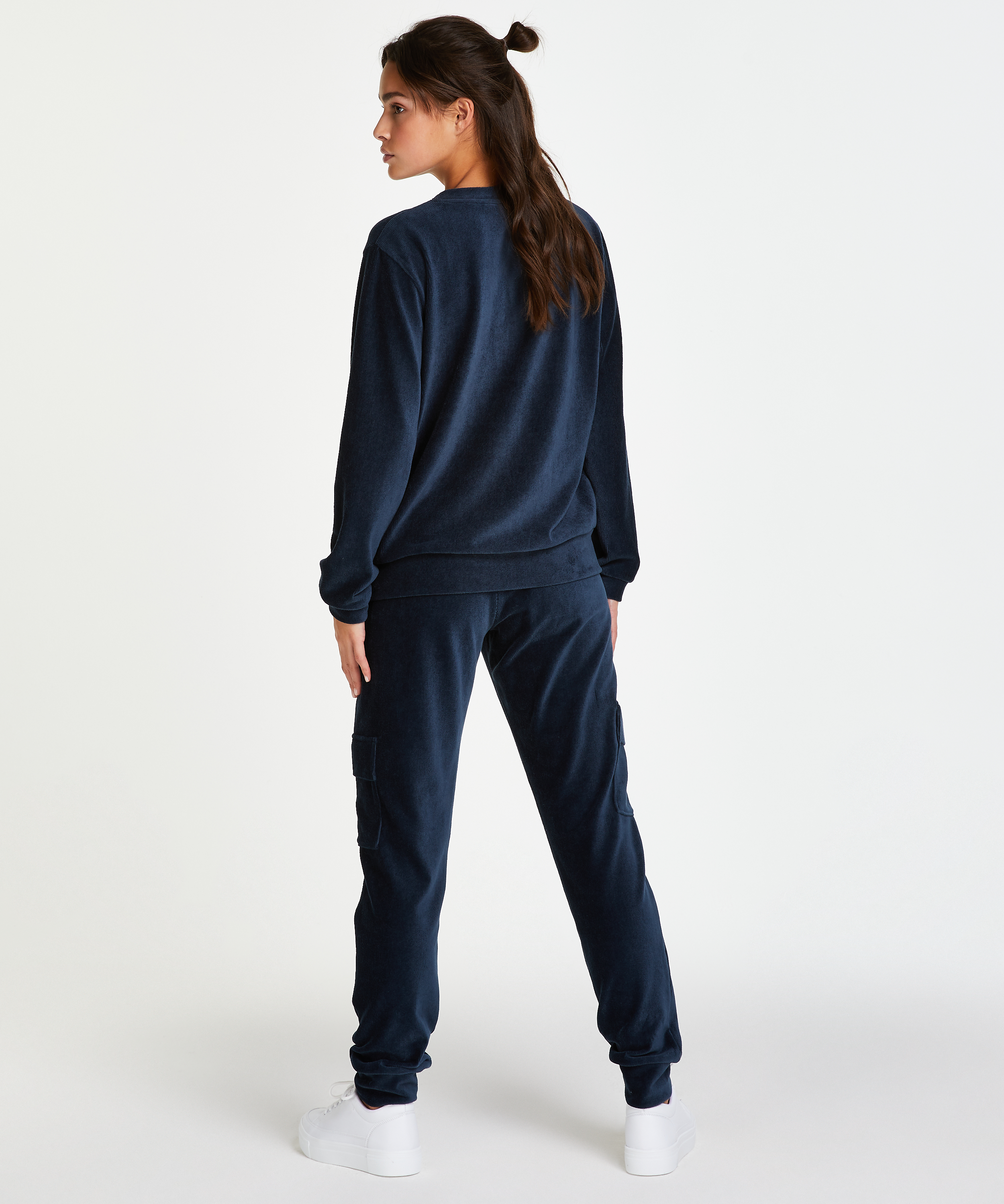 Top de terciopelo de manga larga, Azul, main