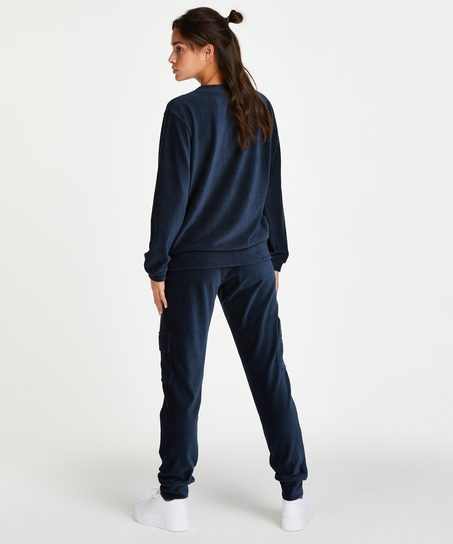 Top de terciopelo de manga larga, Azul