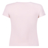 Top de pijama de manga corta rib crew neck, Rosa