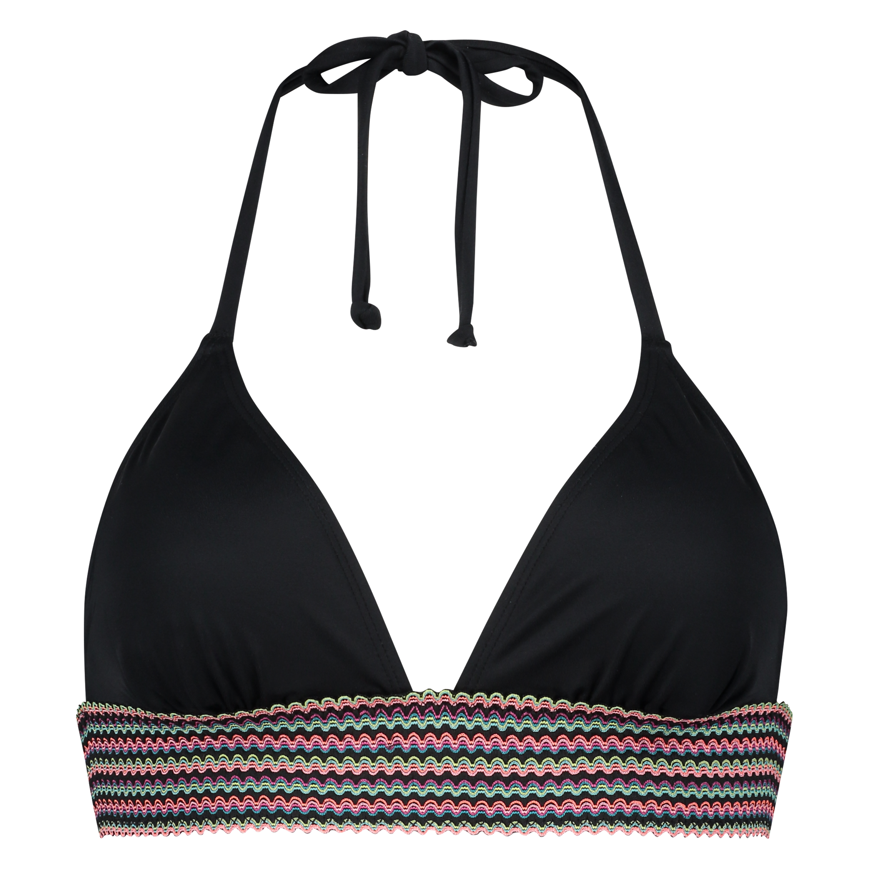 Top de bikini con cuello halter Paradise, Negro, main