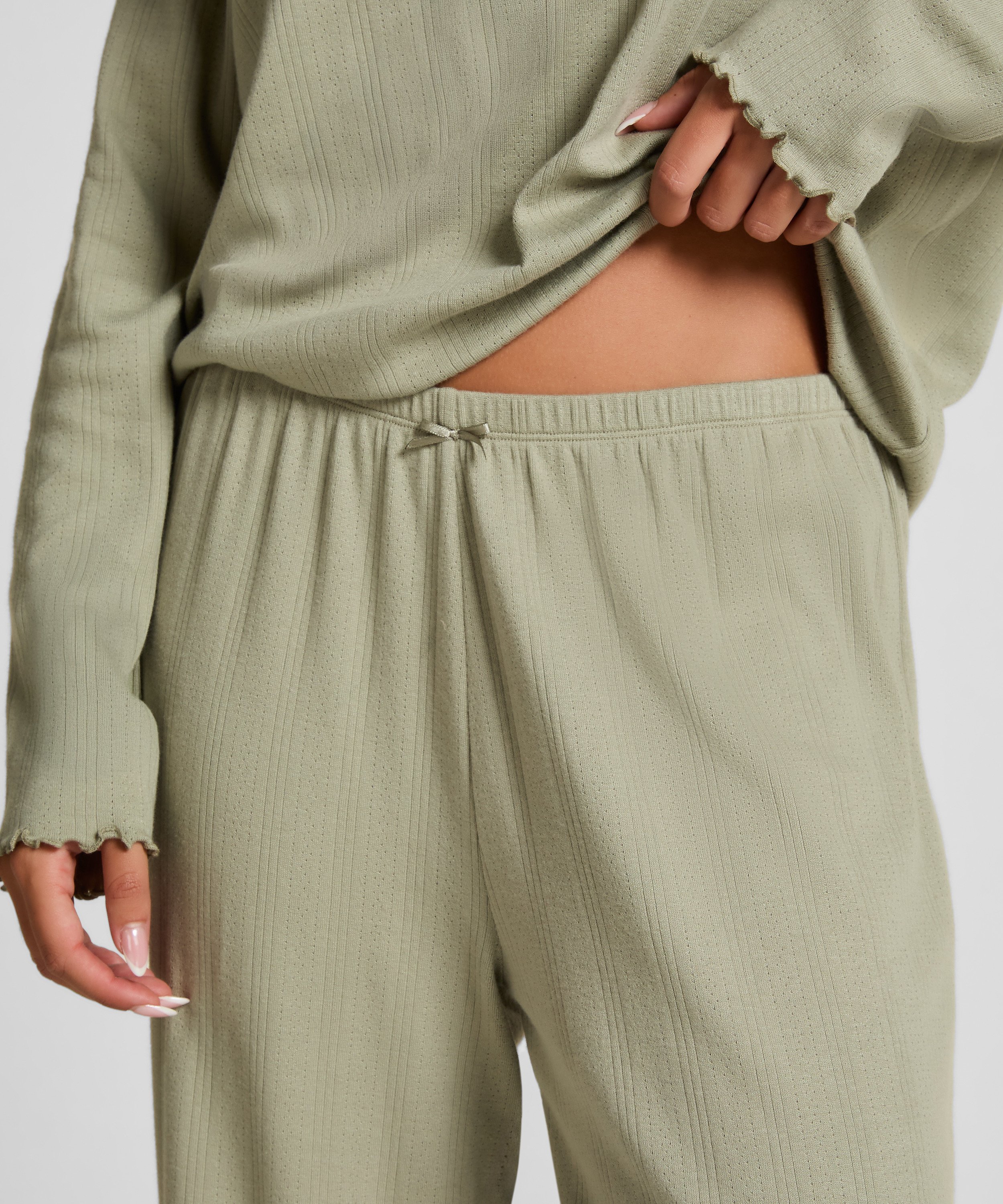 Pyjama Pant Loose Pointelle, Verde, main