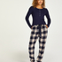 Pantalón de pijama Twill Check Cuff, Azul