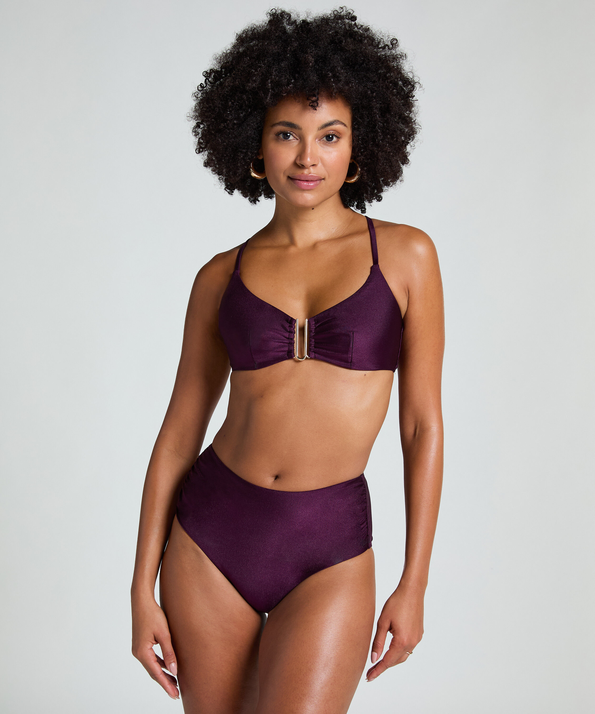 Crop top de bikini Costa, Morado