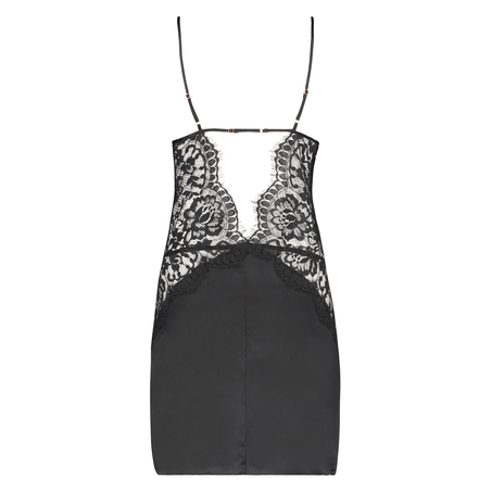 Vestido tipo camisón de seda, Negro
