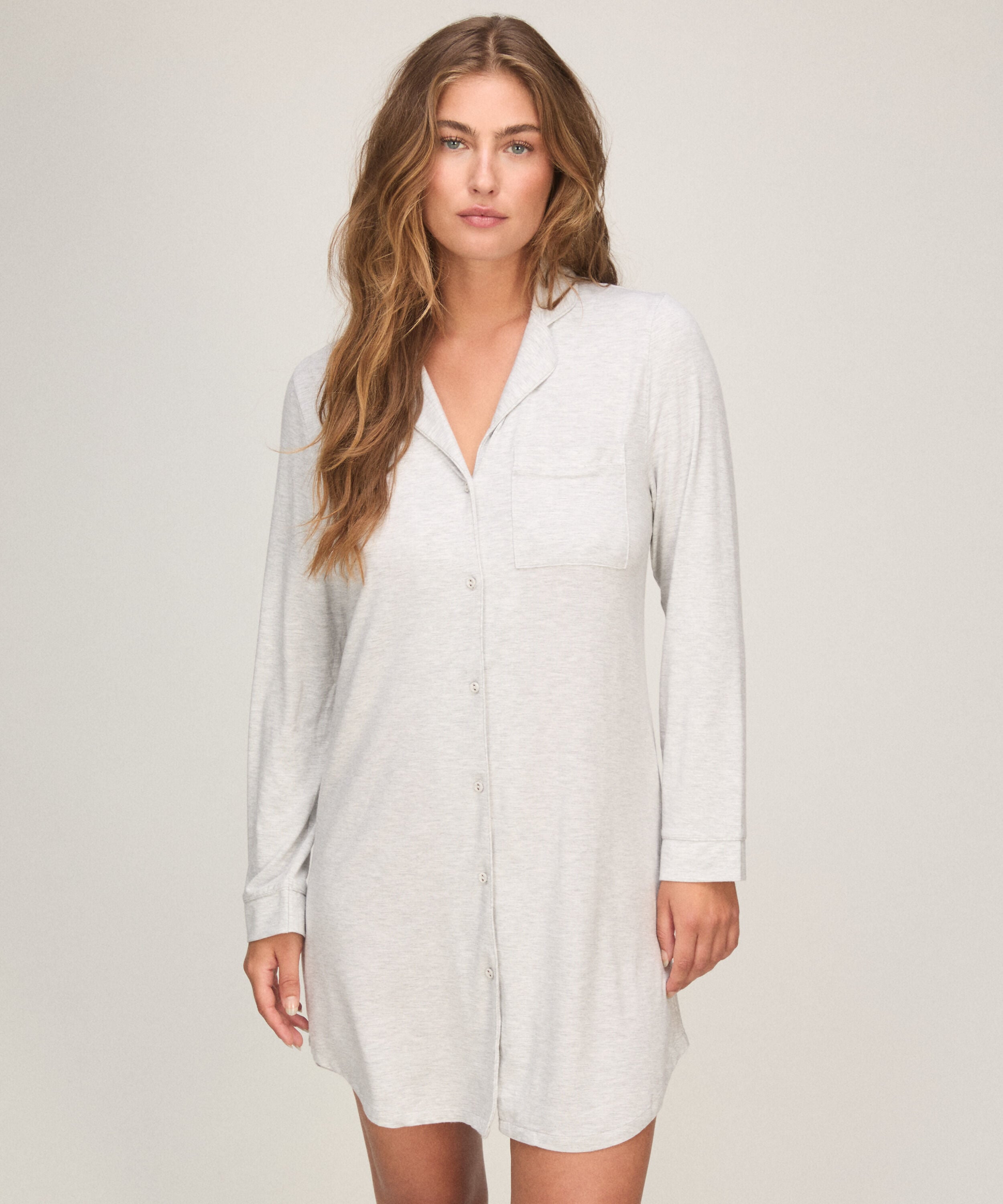Vestido camisero de manga larga de jersey Essential