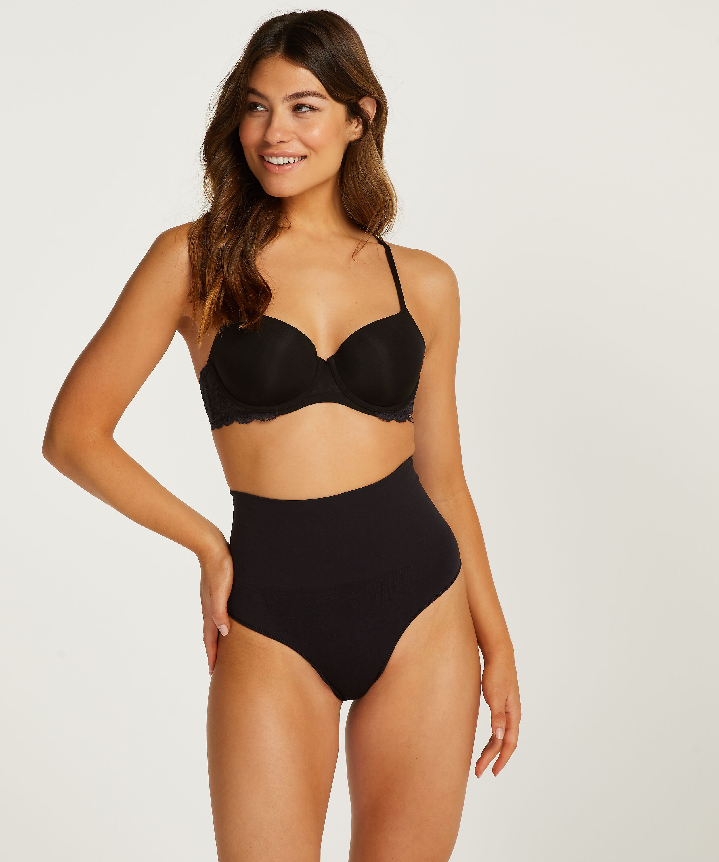 Tanga reafirmante de corte alto seamless, Negro Tanga reafirmante de corte alto seamless, Negro