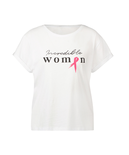 Top de manga corta Pink Ribbon, Blanco