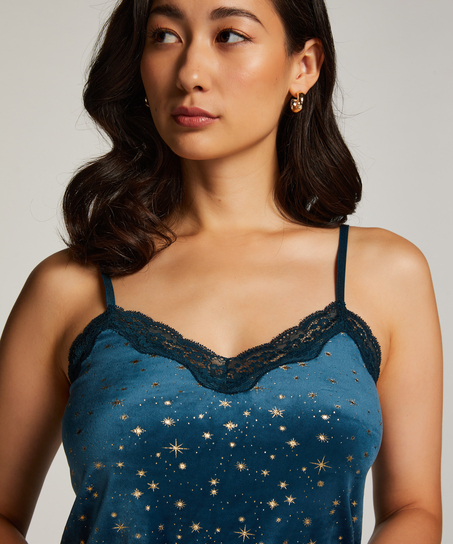 Top Velours Lace, Azul