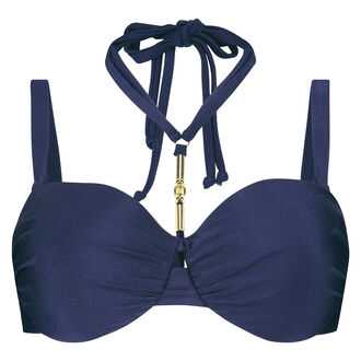 Top de bikini preformado sin tirantes Rhapsody Copa E +, Azul