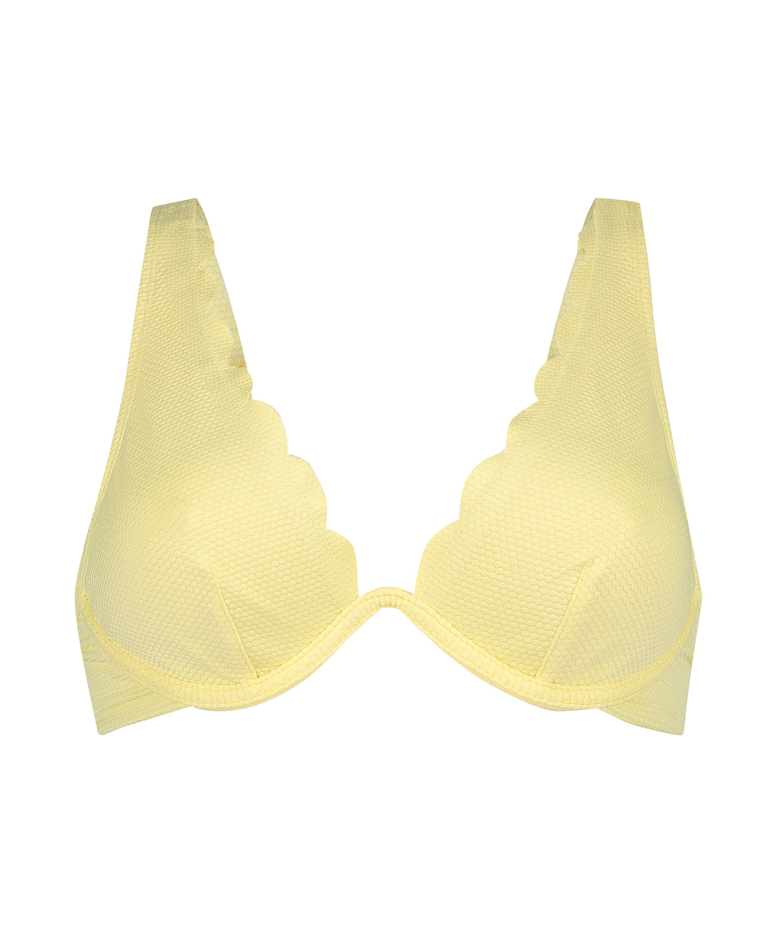Top de bikini de aros no preformado Scallop, Amarillo