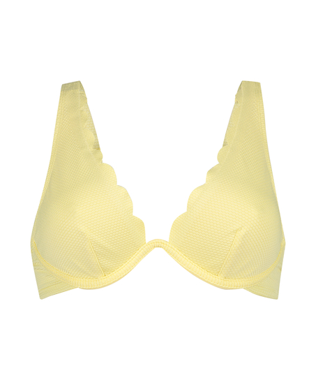 Top de bikini de aros no preformado Scallop, Amarillo