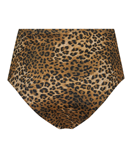 Atrevida braguita de bikini de corte alto Leopard, marr&oacute;n