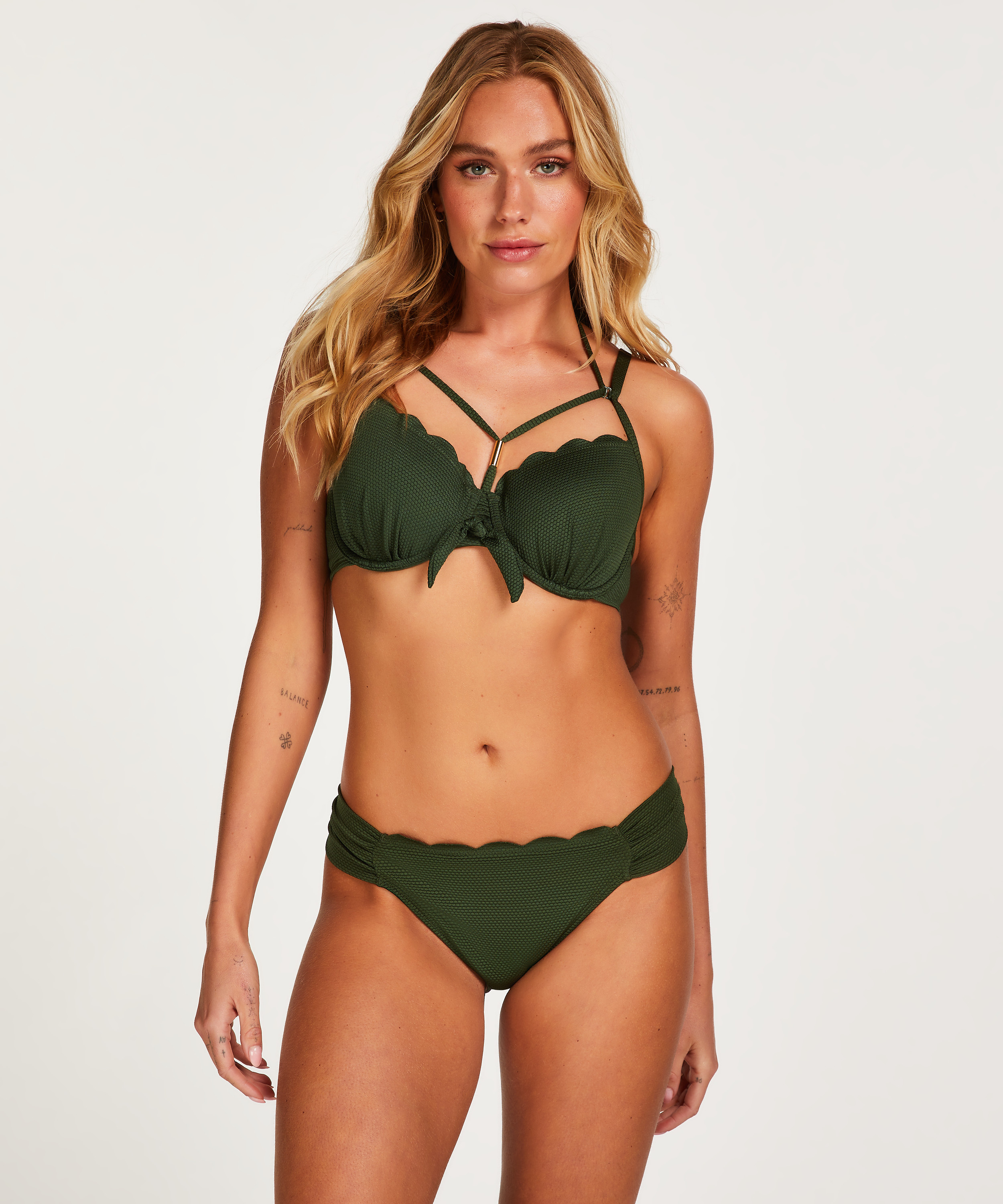 Top de bikini preformado de aros Scallop, Verde, main