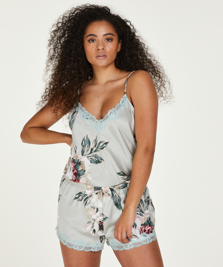 Pantal&oacute;n de pijama corto de sat&eacute;n, Azul