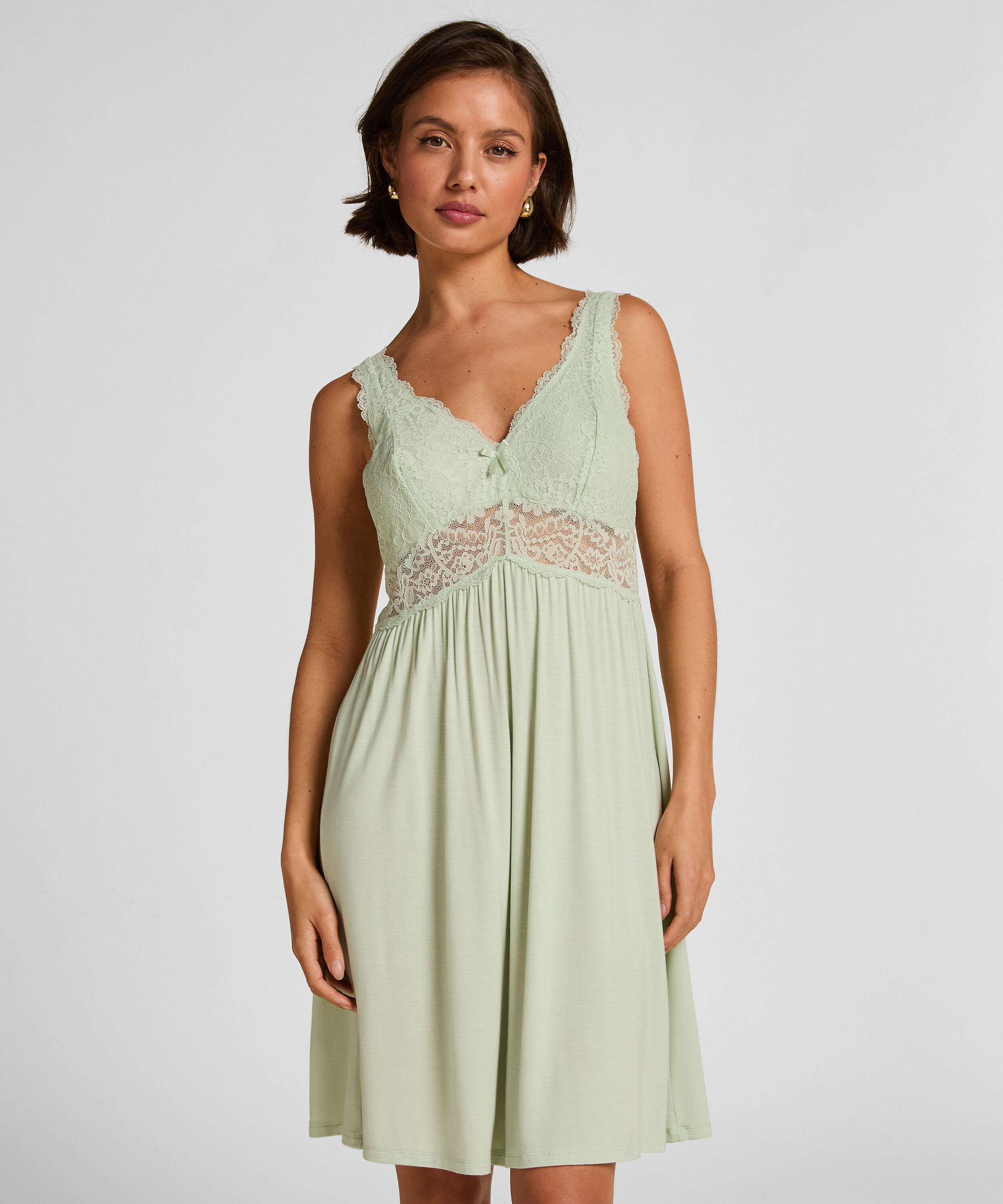 Vestido lencero Nora Lace, Verde