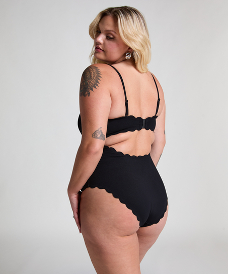 Bañador Bandeau Scallop, Negro